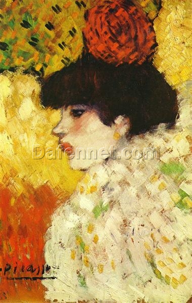 Buy Pablo Picasso’s “Profile of a Young Girl (Girl with Red Flower)” – Premium Oil Painting Reproduction | Custom Handcrafted Canvas Art