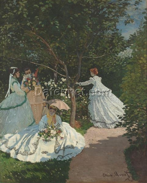 Luxury Claude Monet Women in the Garden – Personalized Oil Painting on Canvas for Iconic Art Collectors