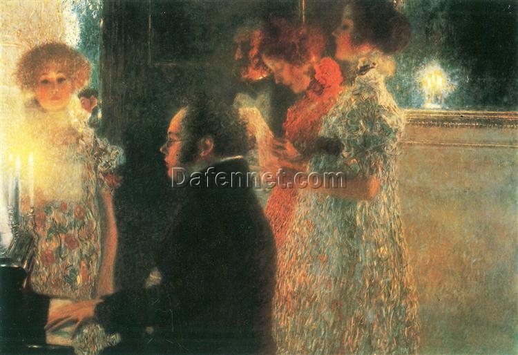 Gustav Klimt ‘Schubert at the Piano II’ Canvas Oil Painting – Premium Custom Art, Fine Art for Elegant Home & Office Decor