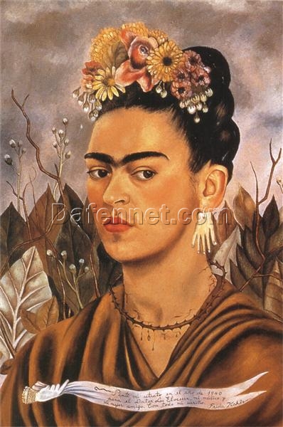 Frida Kahlo ‘Self Portrait Dedicated to Dr. Eloesser (Autorretrato Dedicado al Dr. Eloesser)’ Canvas Oil Painting – Premium Custom Art, Fine Art for Elegant Home & Office Decor