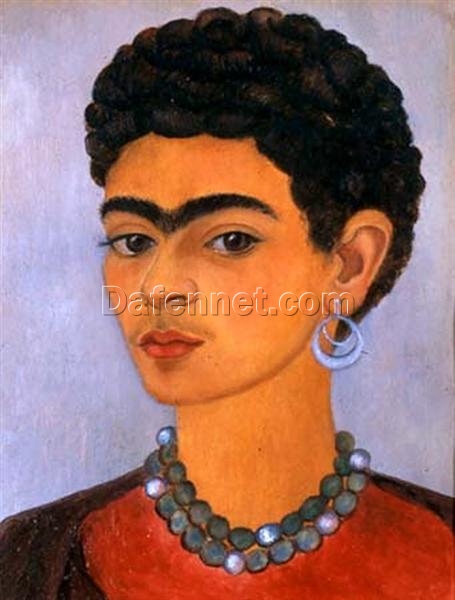 Premium Frida Kahlo ‘Self Portrait with Curly Hair (Autorretrato con Pelo Rizado)’ Canvas Oil Art – Custom Crafted, Elegant Artwork for Home and Office Spaces