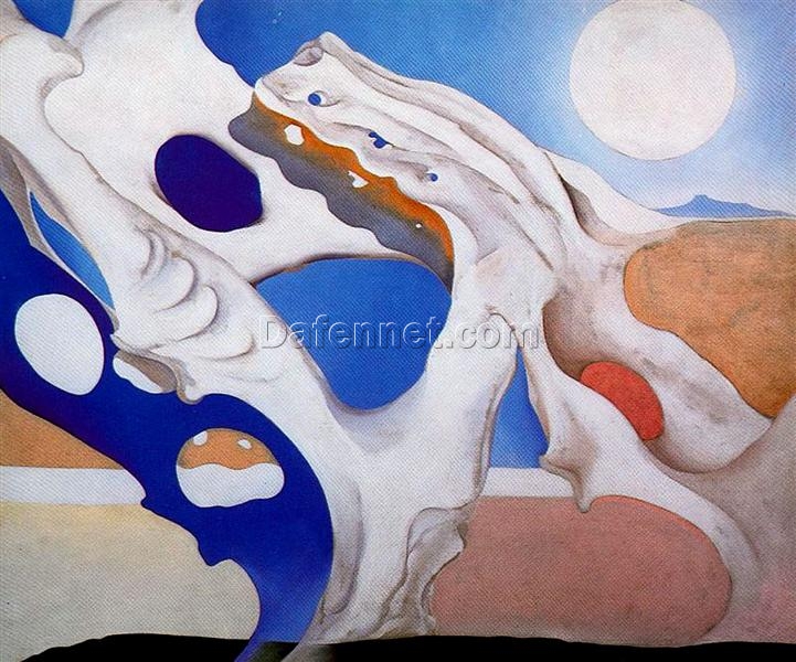 Georgia O’Keeffe “Shadow with Pelvis and Moon” (1943) | Surrealist Landscape Art, Fine Art Canvas