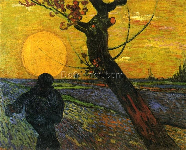 Sower with Setting Sun by Vincent van Gogh – 1888 Oil Painting of Labor and Sunset