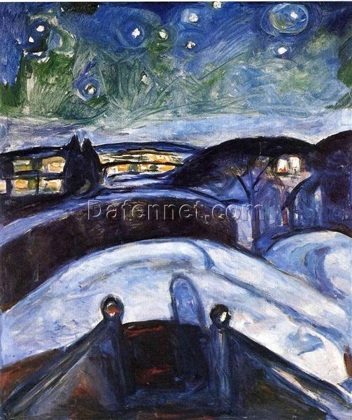 Premium Edvard Munch ‘Starry Night (Stjernenatt)’ Canvas Oil Art – Custom Crafted, Elegant Artwork for Home and Office Spaces