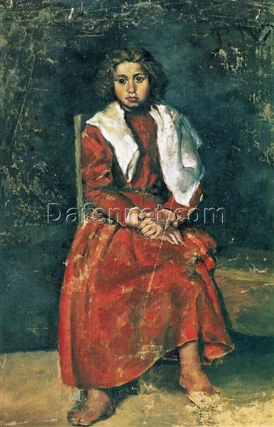 Pablo Picasso “The Barefoot Girl” 1895 – Authentic Oil Painting Reproduction | Elegant Canvas Art from Dafen Village