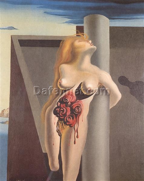 Salvador Dalí “The Bleeding Roses” 1930 – Custom Oil Painting on Canvas, Surrealist Depiction of Passion, Nature, and Symbolism