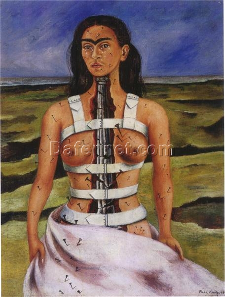 Hand-Painted Frida Kahlo The Broken Column – Premium Oil Painting on Canvas for Surrealist and Emotional Home Design