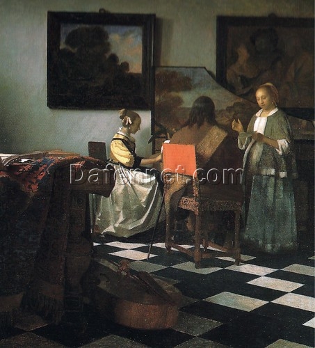 The Concert by Johannes Vermeer – Classic Dutch Baroque Canvas for Luxury Living Rooms