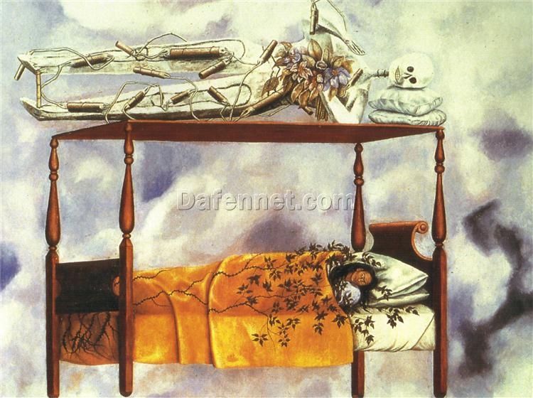 Personalized Frida Kahlo The Dream (The Bed) – High-End Oil Painting for Upscale Surrealist Art Lovers