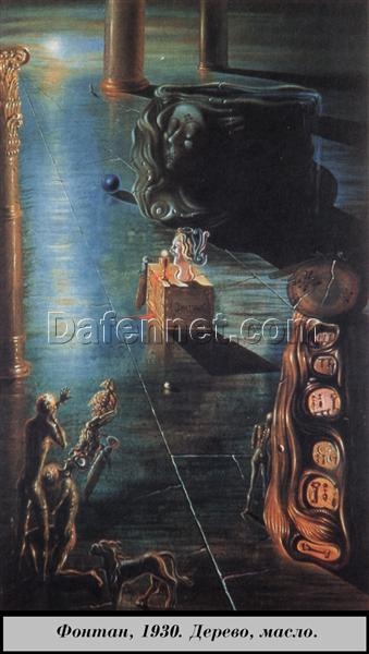 Premium Salvador Dalí “The Font” 1930 – Handcrafted Oil Painting on Canvas, Surrealist Exploration of Water, Origins, and Transformation