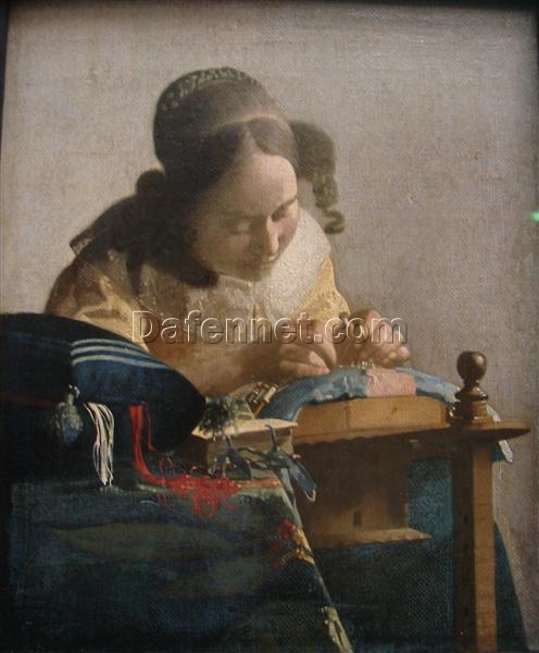 Johannes Vermeer “The Lacemaker” c.1669-1671 – Authentic Oil Painting Reproduction | Elegant Canvas Art from Dafen Village