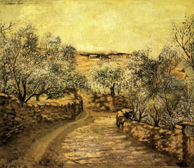 Custom Fine Art Oil Painting of Dalí’s “The Lane to Port Lligat with View of Cap Creus” c.1921 – Luxury Early Surrealist Coastal Canvas Art