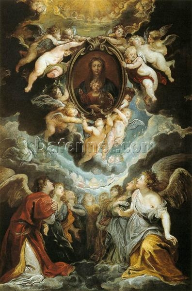 The Madonna della Vallicella” by Peter Paul Rubens (1608) | Divine Baroque Painting with Seraphim and Cherubim | Canvas Reproduction