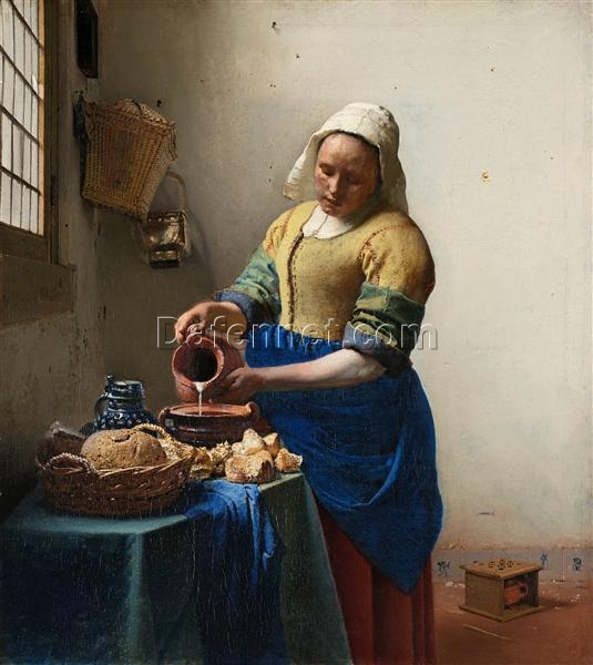 The Milkmaid by Johannes Vermeer – Iconic Dutch Baroque Canvas Art for Luxury Home Interiors