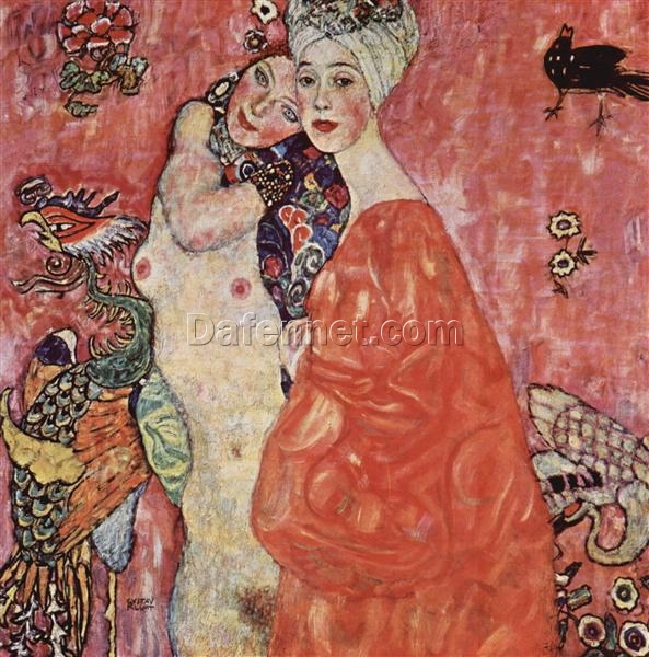 Premium Gustav Klimt ‘The Women Friends’ Canvas Oil Art – Custom Crafted, Elegant Artwork for Home and Office Spaces