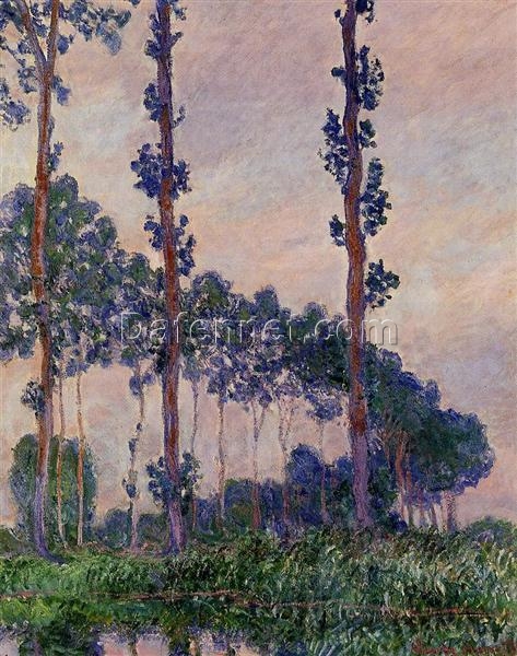 Claude Monet Three Trees in Grey Weather – Premium Oil Painting on Canvas for Impressionist Art Spaces