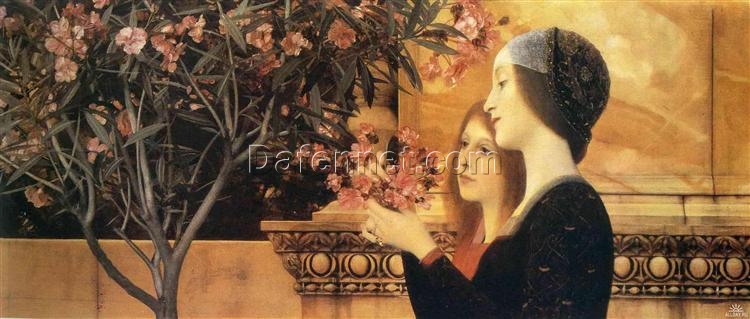 Premium Gustav Klimt ‘Two Girls with an Oleander’ Canvas Oil Art – Custom Made, Elegant Art for Sophisticated Home & Office Spaces