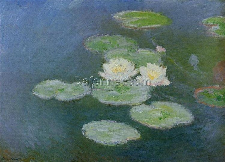 Custom Claude Monet Water Lilies, Evening Effect – Handcrafted Impressionist Oil Painting for Upscale Modern Spaces